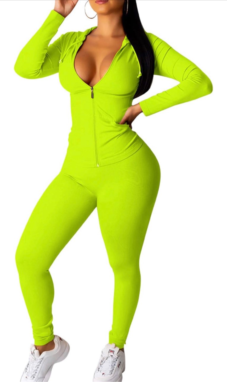 Womens 2 Piece Tracksuit Casual Long Sleeve Zip Hoodie Sweatshirt Bodycon Long Pants jogging Set