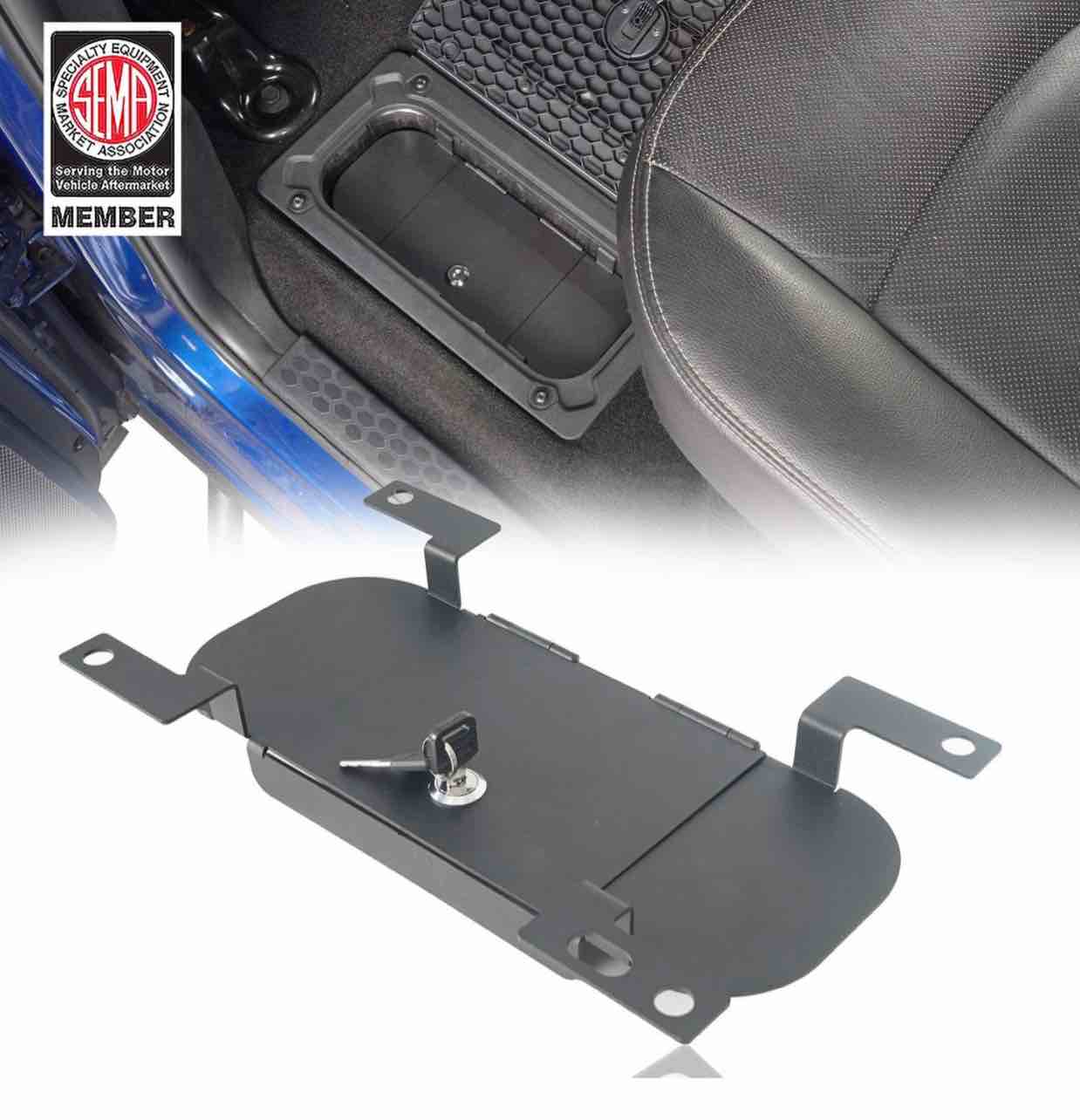 Hooke Road RAM Rear Seat Floor Locking Storage Box Compatible with Dodge RAM 1500/2500/3500 09-18 Pickup Truck
