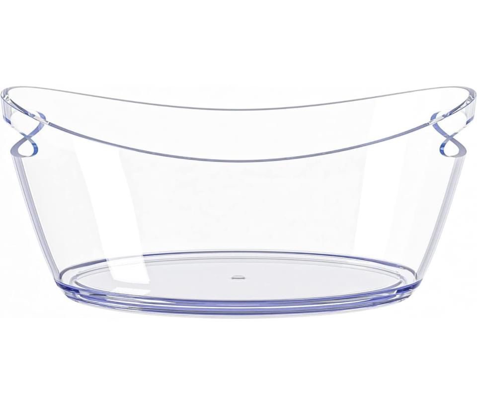 Ice Bucket - Ice Buckets for Parties - Clear Acrylic Champagne Bucket with Easy-to-Carry Handles - Long and Narrow 5.5 Liter Clear Bucket - Fits 3 Wine / 5 Beer Bottles (1)