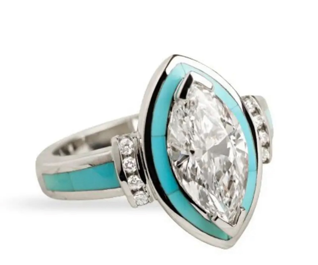 Beautiful 925 Silver Plated Turquoise Ring Sz 10