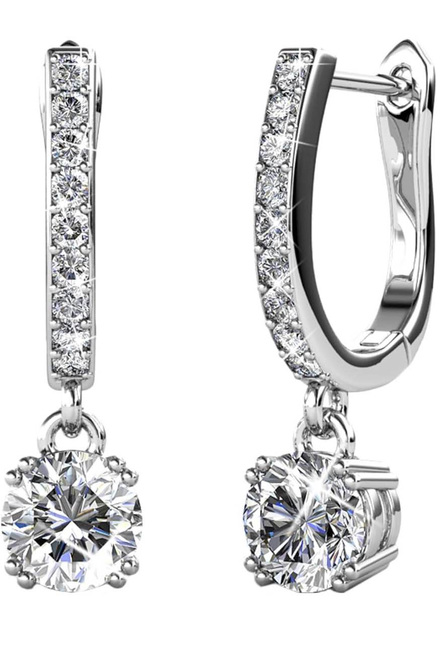 Beautiful 925 Silver Plated Sapphire Earrings