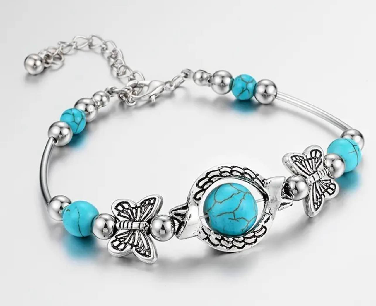 Beautiful 925 Silver Plated Turquoise Bracelet 