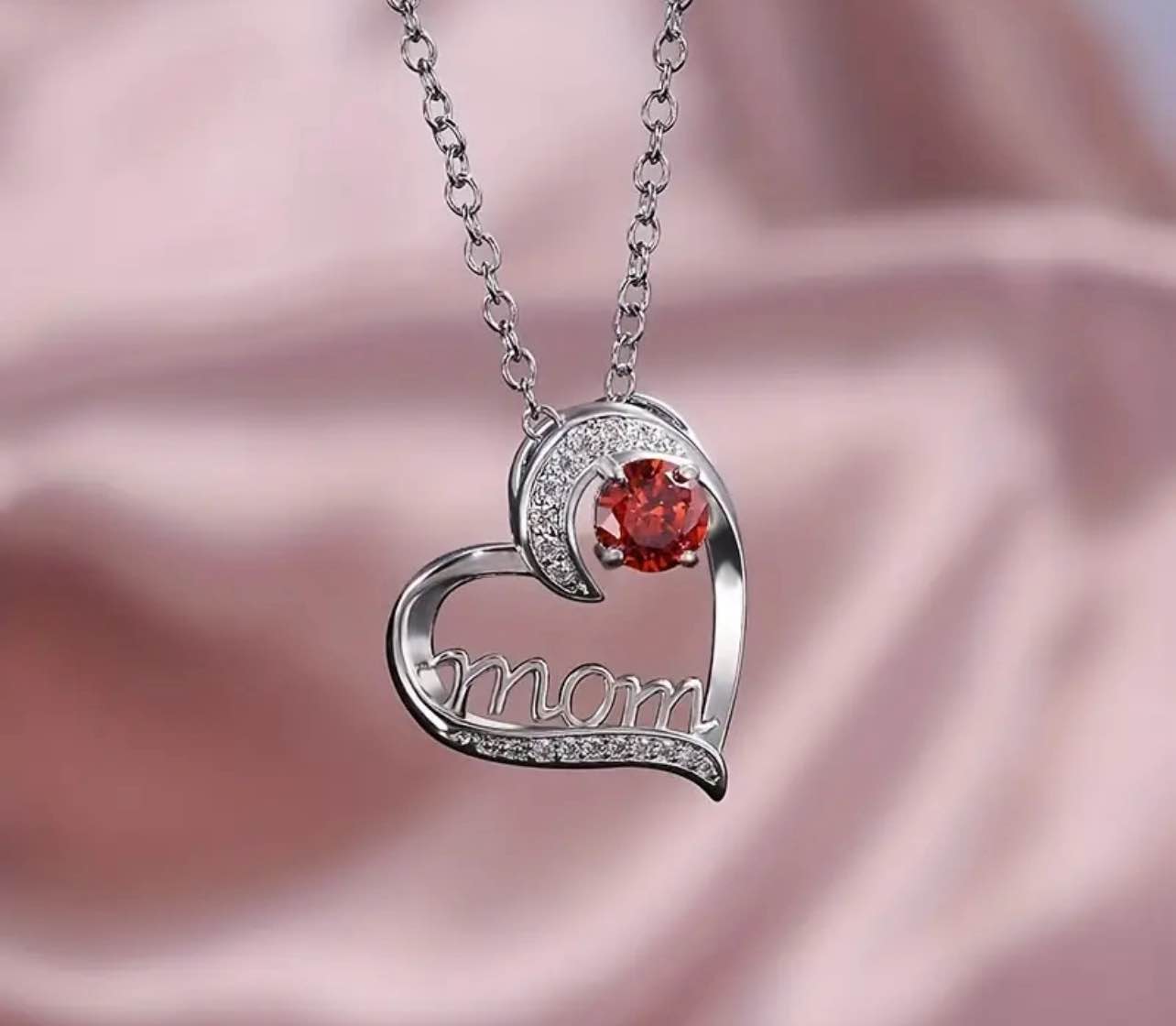 Beautiful 925 Silver Plated Sapphire Mom Necklace 