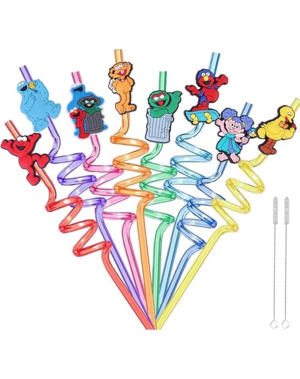Sesame Friends Street Party Favors,24 Sesame Friends Street Drinking Plastic Straws