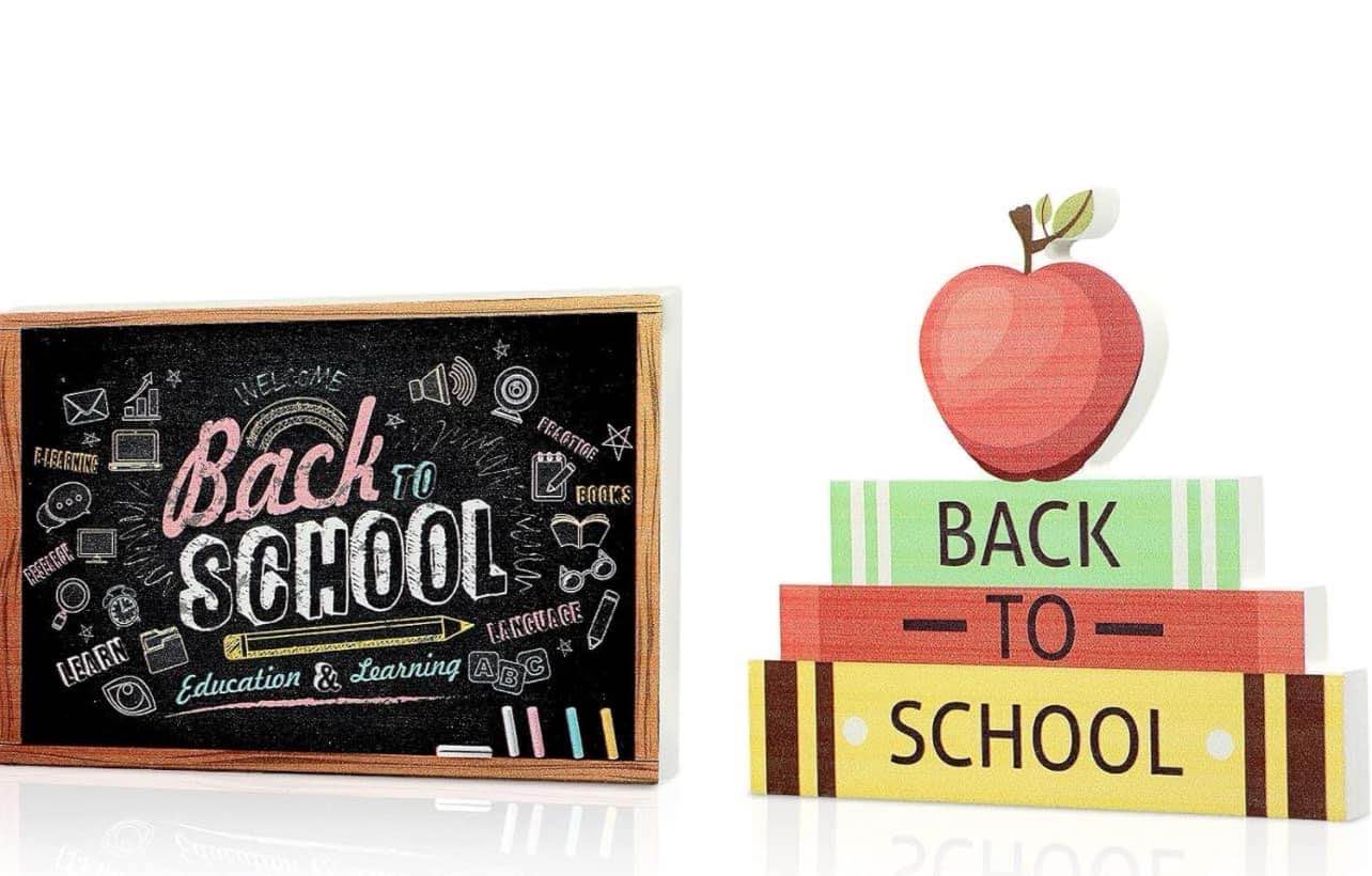 Back To School Decorations 3 Pieces Wooden Table Centerpiece