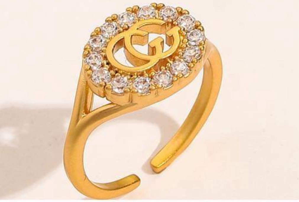 Gorgeous 925 Silver 18K Gold Plated Ring Adjustable 