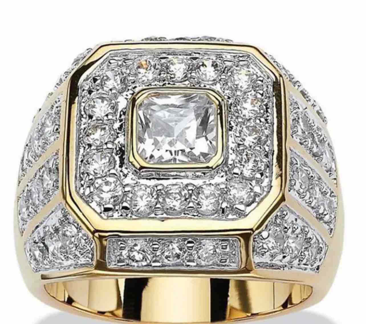 Men’s 925 Silver 18K Gold Plated Ring Size 12