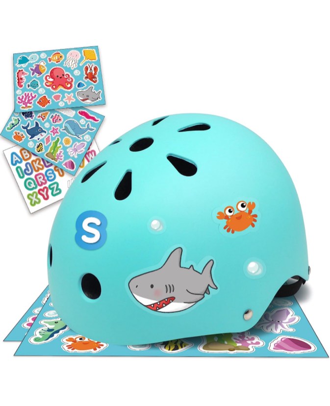 Simply Kids Bike Helmet with DIY Stickers, CPSC & CE Certified - Toddler Helmet for Skateboard Roller-Skating Bicycle Scooter