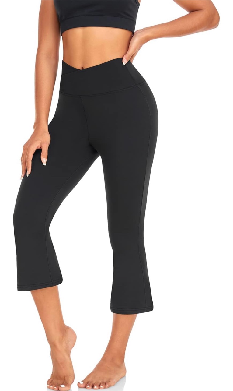 we fleece Women's Flare Yoga Pants - Crossover Flare Leggings Soft High Waisted Workout Casual Bootcut Pants
