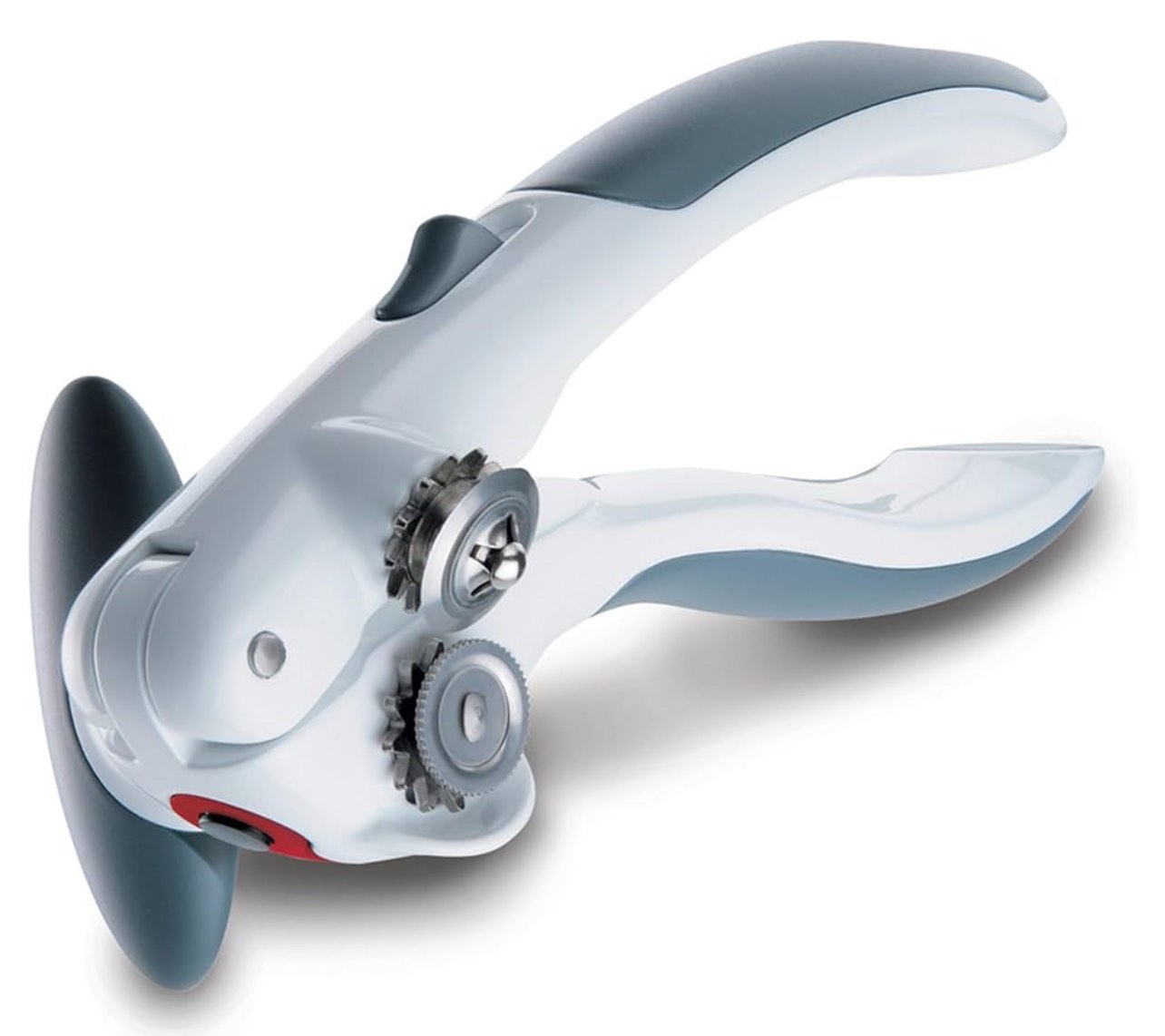 Zyliss Lock N' Lift Can Opener - Manual Can Opener with Locking Mechanism - Safe Magnetic Can Opener - Easy-to-Turn Can Opener - White/Gray
