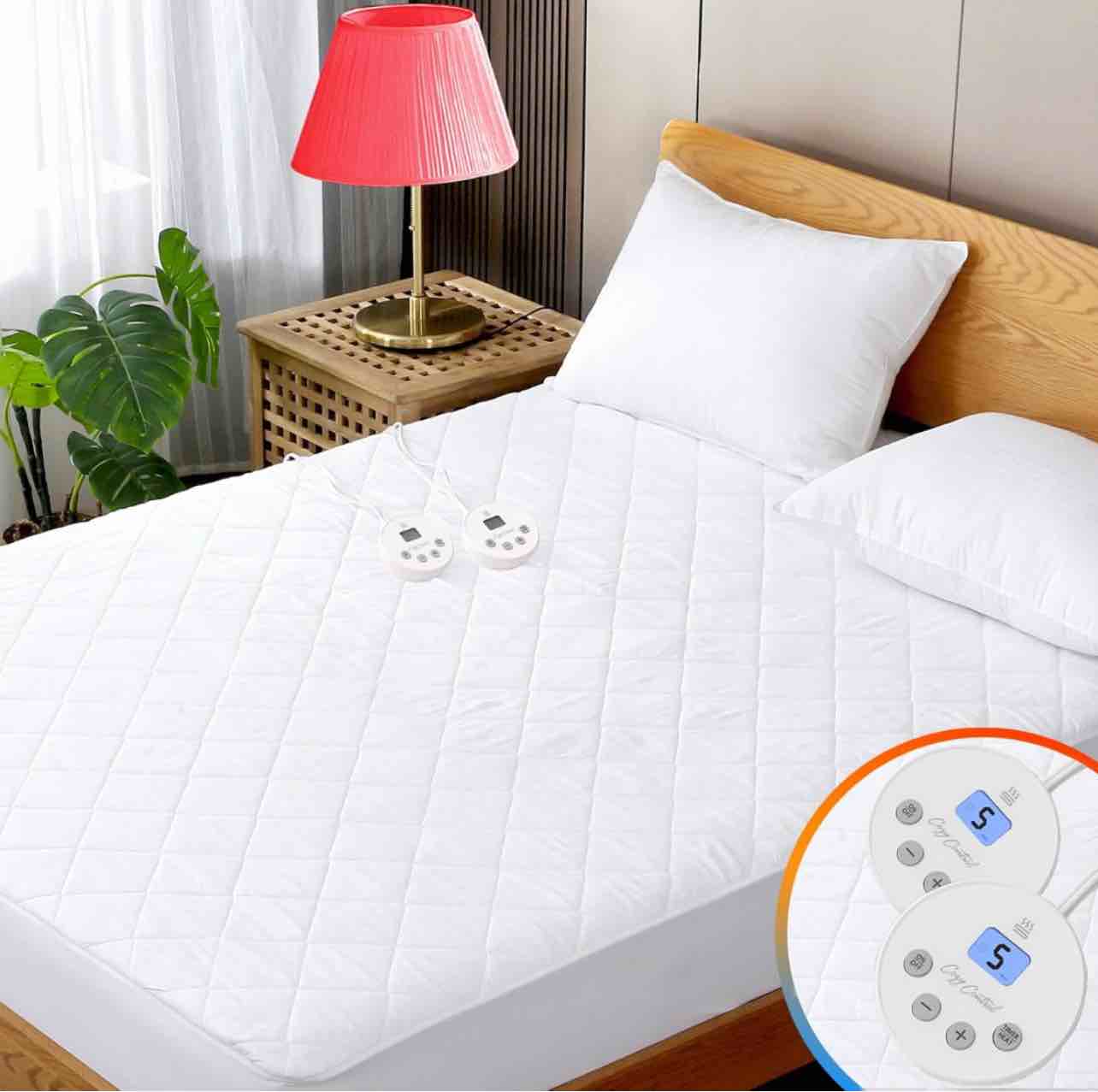 Heated Mattress Pad Queen Size Quilted Zone Heating Electric Bed Warmer Luxury Comfort Heat Mattress Pad Cover Dual Controller?10 Heat Setting | 1-12 Hours Auto Shut Off | with 8-21 Inch Deep Pocket?