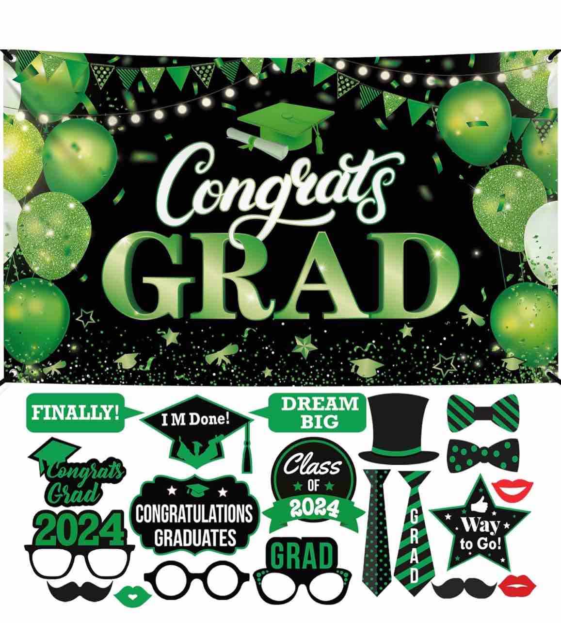 KatchOn, XtraLarge Congrats Grad Banner | Graduation Photo Booth Props 2024 | Graduation Picture Props, Graduation Decorations Class of 2024 | Graduation Photo Props for Graduation Party Decorations
