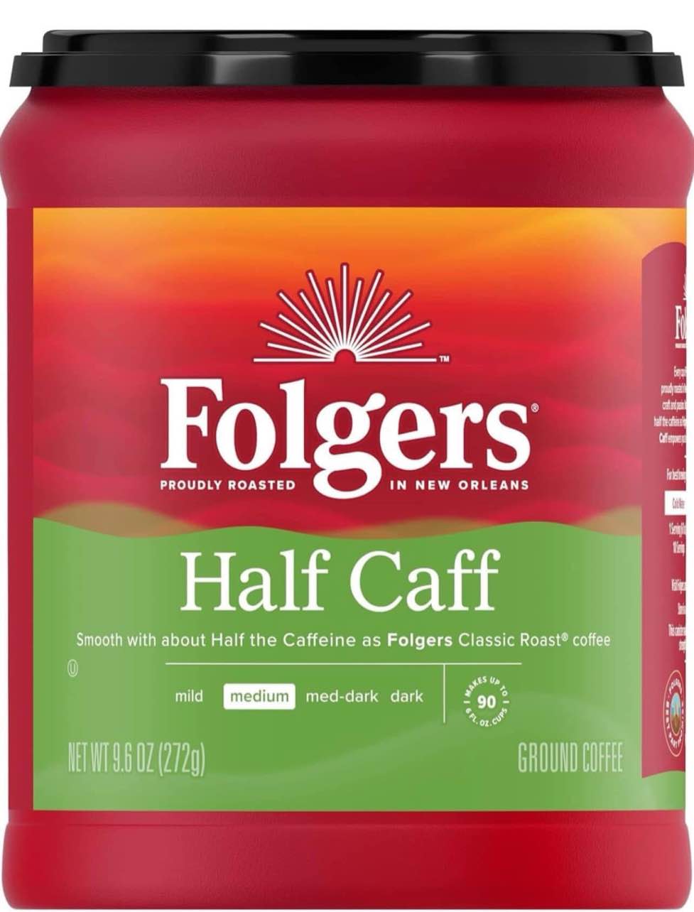 Half Caff Ground Coffee, Medium Roast, 9.6 Ounce