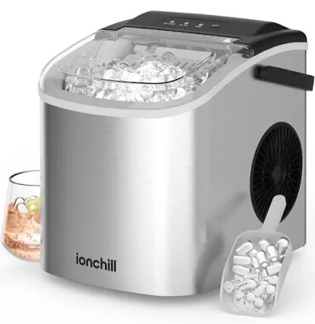 Ionchill Quick Cube Ice Machine  26lbs/24hrs Portable Countertop Bullet Cubed Ice Maker