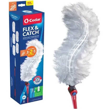 O-Cedar Flex & Catch Heavy Duty Dusting Refills (5 Count) | Disposable Duster Refill with Cleaning Fibers Made of 100% Recycled Materials | Traps 3X More Dust Than Traditional Feather Duster
