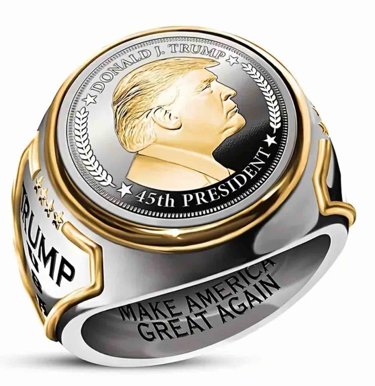 925 Silver Plated Trump Ring Size 12 