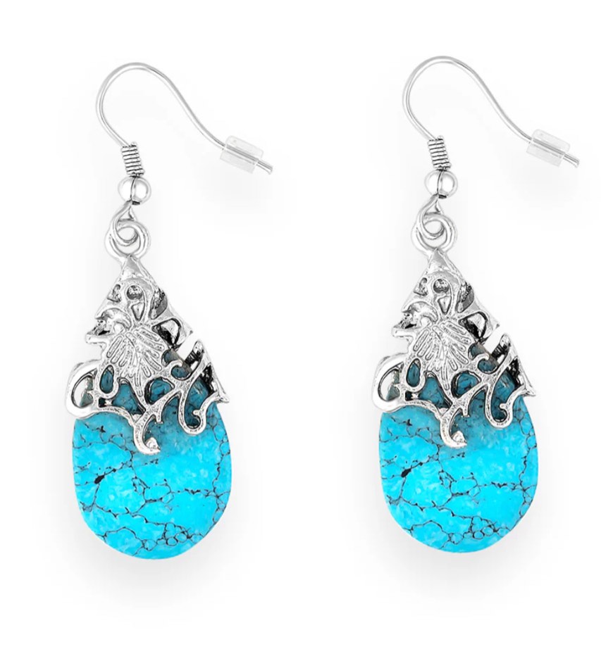 Beautiful 925 Silver Plated Turquoise Earrings