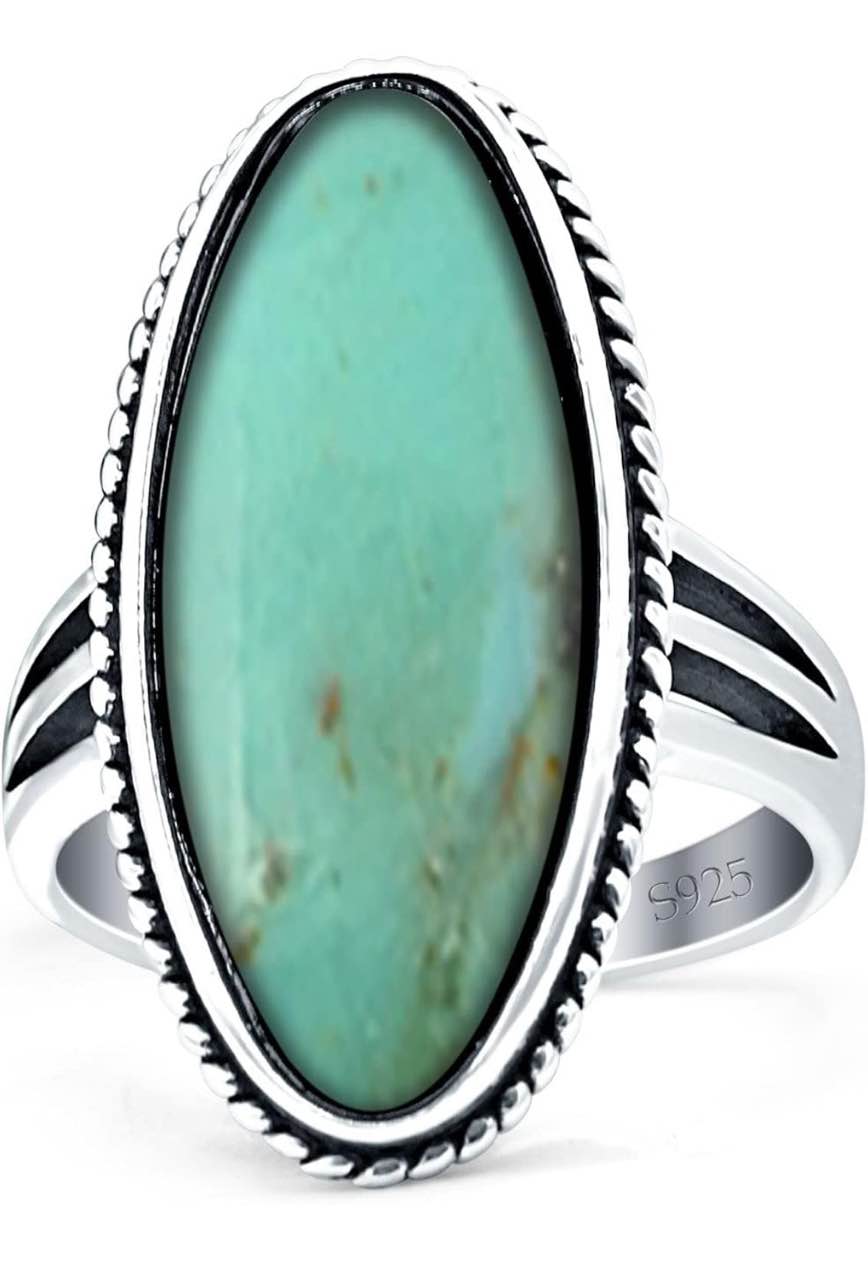 Beautiful 925 Silver Plated  Turquoise Ring Sz 8
