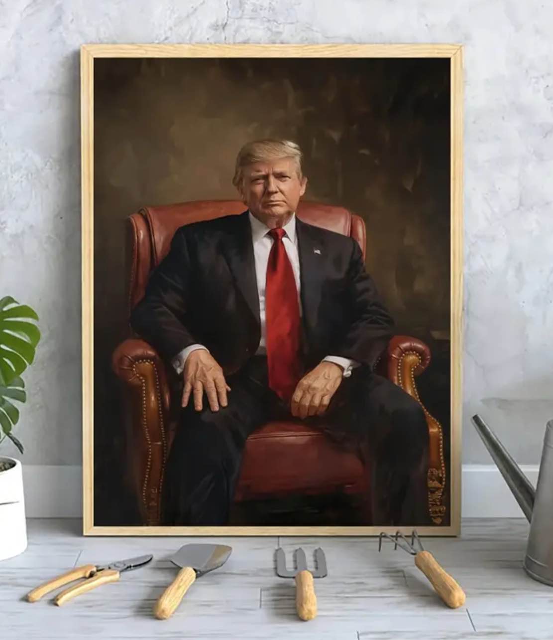 Donald Trump Portrait Canvas Art, 12x16" - Frameless Patriotic American President Wall Decor