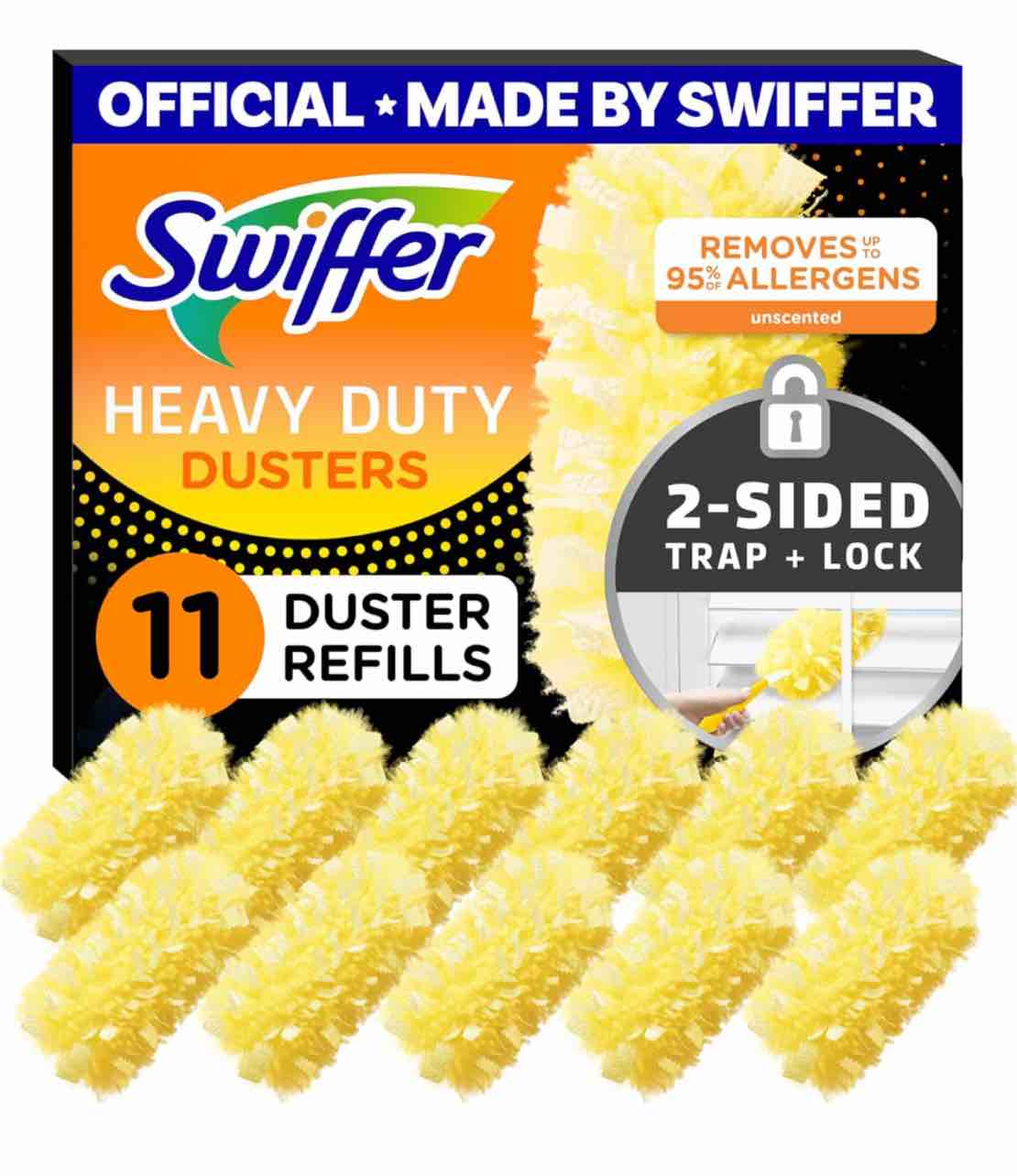 Swiffer Dusters Heavy Duty Multi-Surface Duster Refills for Cleaning, Unscented, 11 Count