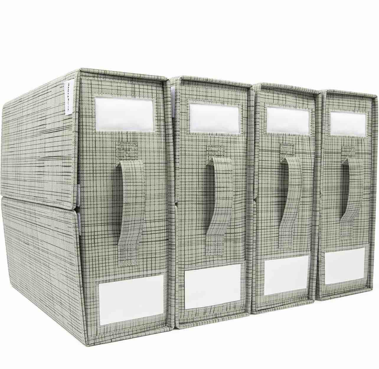 4 Pack Bed Sheet Organizer | Sturdy PPC Sheet Organizers | Storage for King and Queen Size Bedsheet | Foldable Sheets Organizer Set for Linen Closet Bedding & Sheet Set Storage | Organizer for Sheets