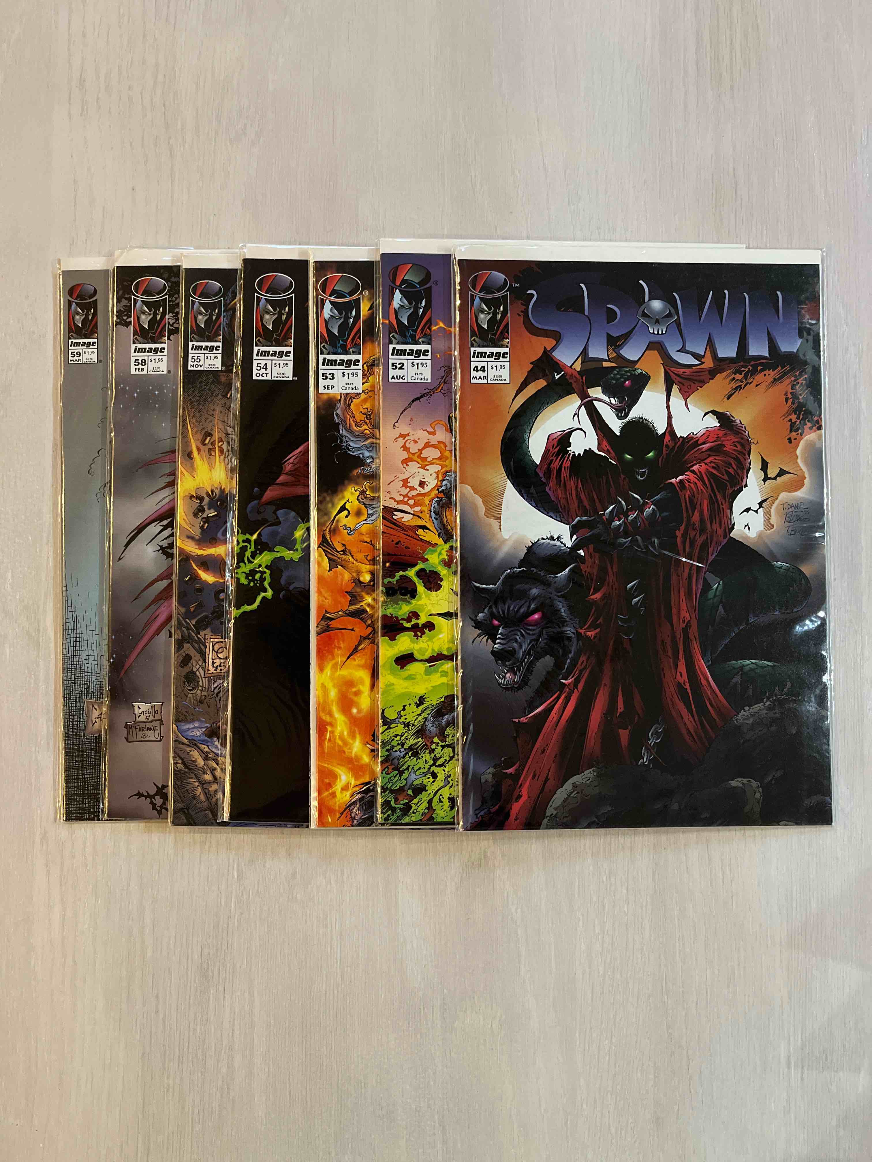 SPAWN COMIC BOOKS - 44,52,53,54,55,58,59