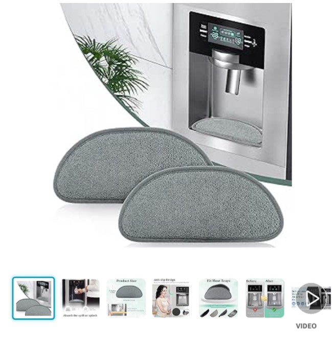 Refrigerator Drip Tray 2 Packs, LOPNUR Drip Pans for Fridge Water Dispenser, Mini Fridge Drip Tray Guard Pads to prevent water Splash, Fridge Accessories for Samsung, Whirlpool (Semi-circular, Grey)