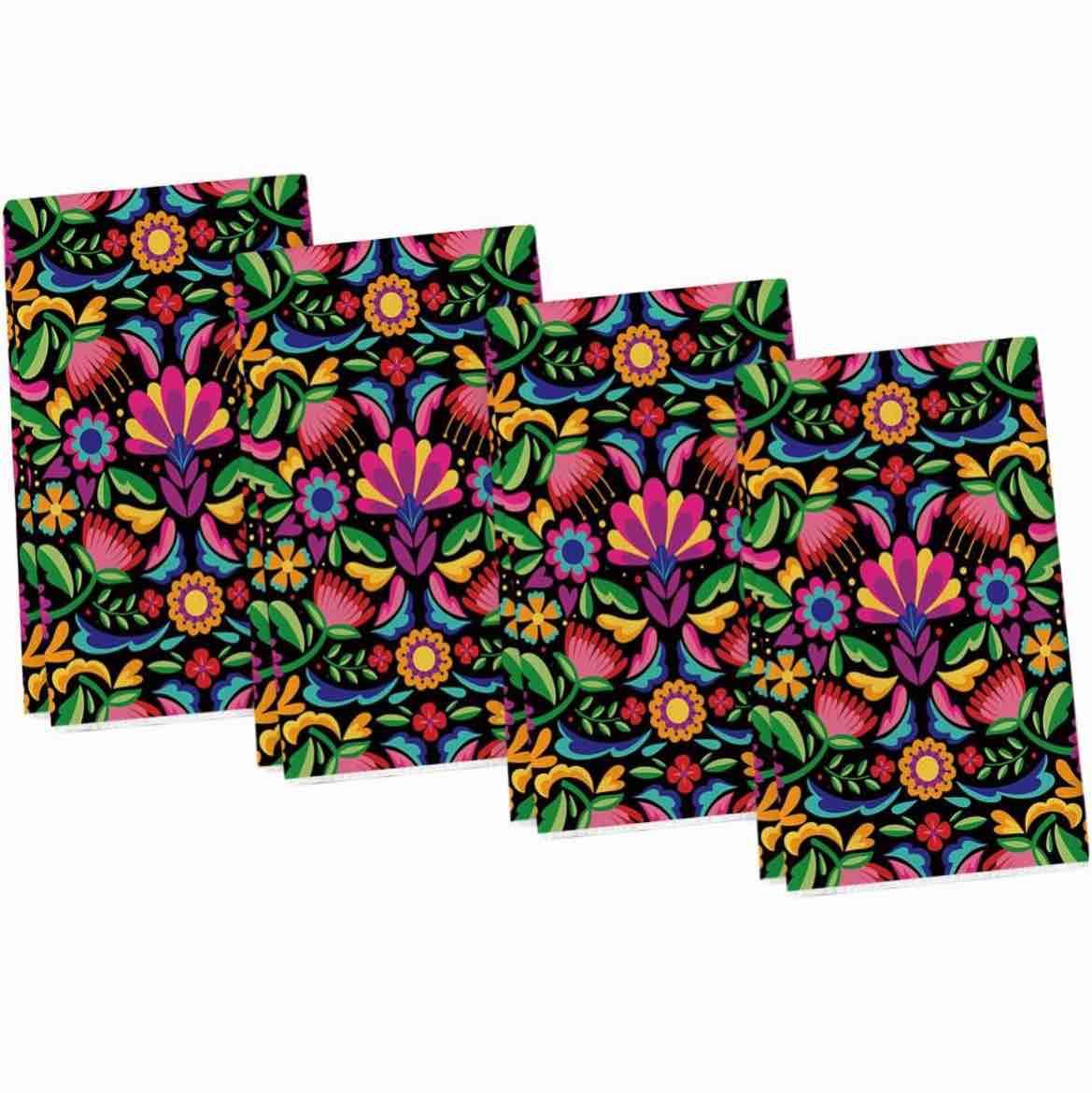 Artoid Mode Leaves Floral Day of The Dead Kitchen Towels Dish Towels, 18x26 Inch Halloween Seasonal Decoration Hand Towels Set of 4