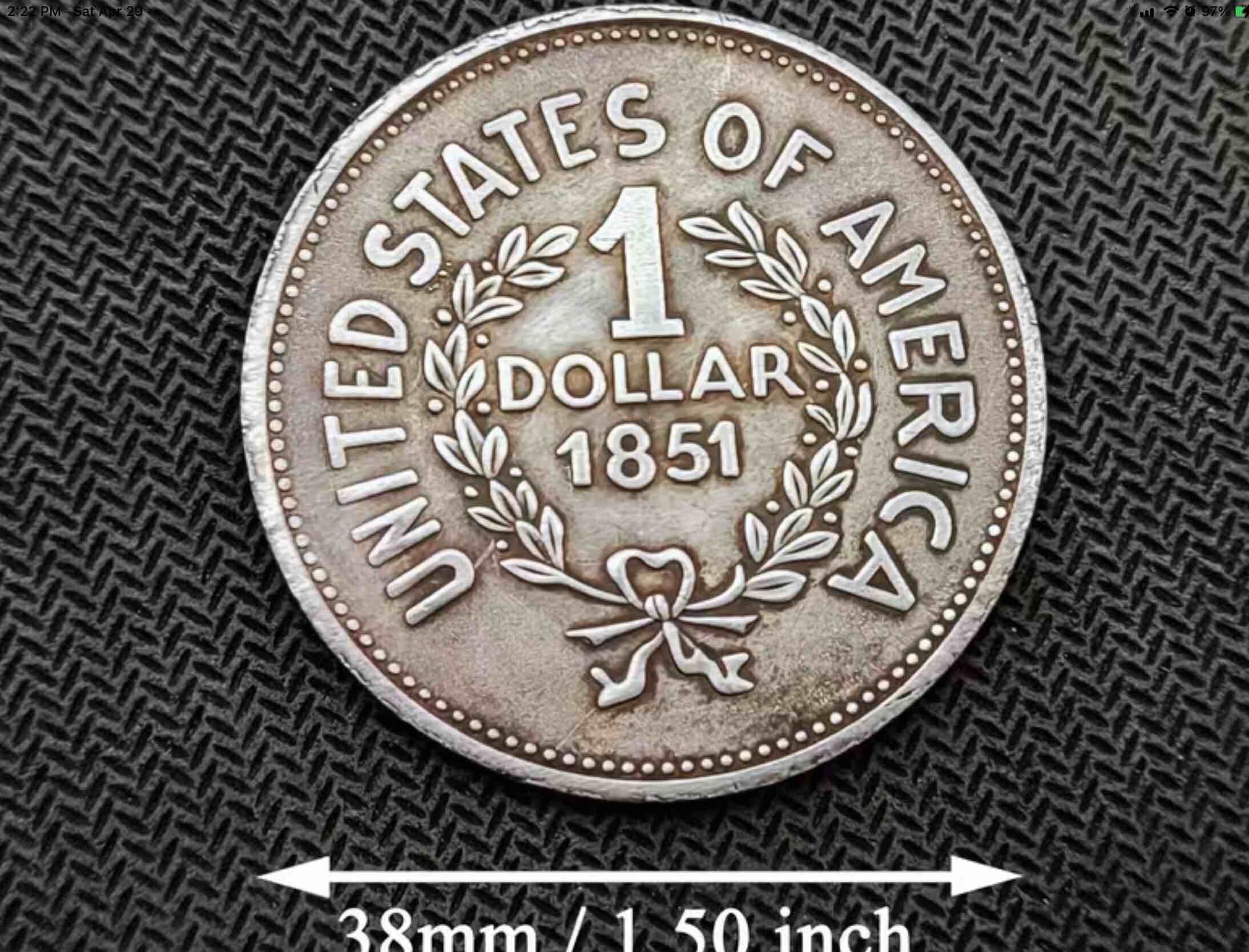 Indian head United States dollar 1851