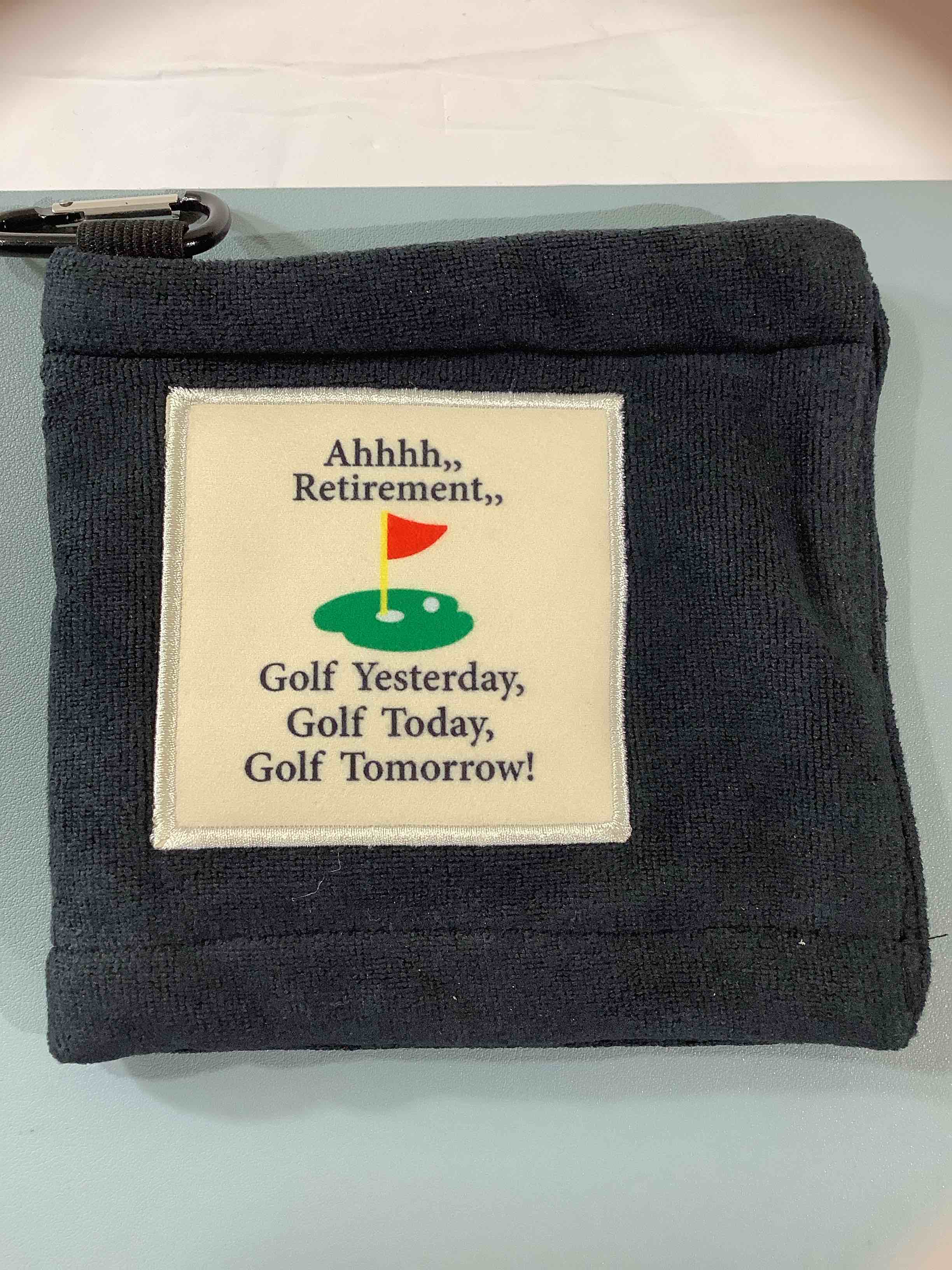 RETIREMENT GOLF CLEANING TOWEL WITH CLIP