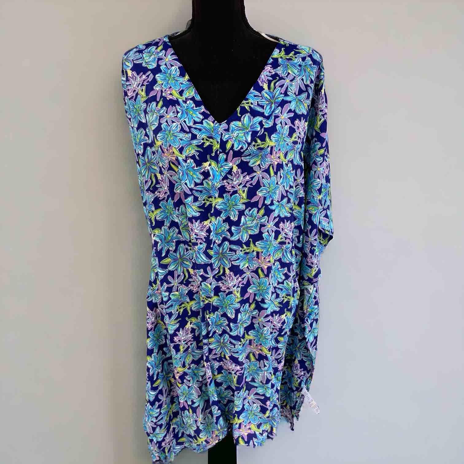 ONE SIZE MAUI MAMAS KAFTAN - BLUE FLORAL - FLIRTY