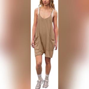 Medium, HangNiFang Spaghetti Strap Shorts Jumpsuit Sleeveless Romper