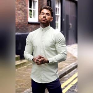 XL, GINGTTO Men's Light Green Dress Shirt