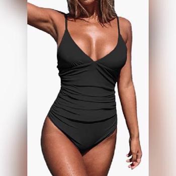 Women's One Piece Swimsuit Tummy Control V Neck Bathing Suit,M