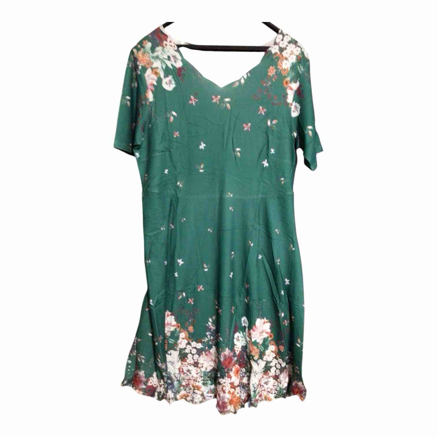 xl light dot women’s summer dress short sleeve floral midi dress scalloped trim modest dress
