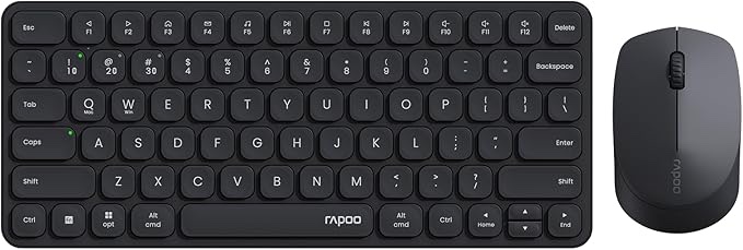 Rapoo 9010M Multi-Device Keyboard and Mouse Combo, 2.4GHz/Bluetooth 5.0/4.0 Wireless Keyboard & Mouse Set for Windows/Mac/Linux/Chrome, Support 4 Devices, Low-Profile Silent Click, Battery Powered
