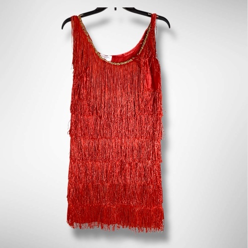 Small, California Costumes Red Fringe Dress, Red