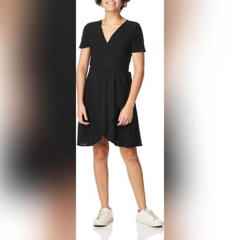 Large, Star Vixen Women's Short-Sleeve Ballerina Wrap Dress