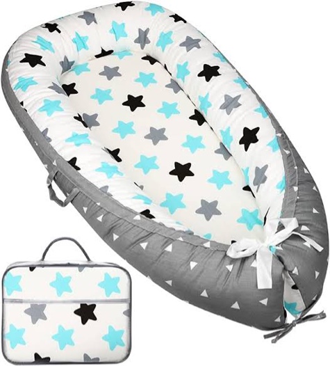 GoXteam Baby Lounger Cover Baby Nest Cover Soft Cotton Machine Wash Baby Lounger,Easy for Baby Lounger Replacement-Color Blue Star