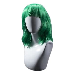 NP 14 Inches Green Wigs for Women,Synthetic Light Wave Wigs with Bangs,Best Cute Colored Wigs for Daily Use/Cosplay/Halloween/Party (green)