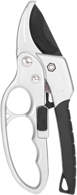 RICHEFEVYFS 8" Professional Ratchet Iron Pruning Shears, Garden Shears, Gardening Tools, Reinforced Handle, Sharp, SK5 Stainless Steel, Hand Tools, Pruning Roses, Flowers, Trees(Black&Silver)