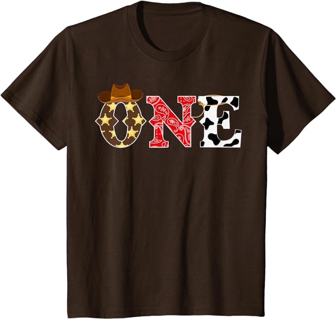 (Size-2T) Kids Cowboy 1st Birthday Party Western Rodeo Theme One Year Old T-Shirt