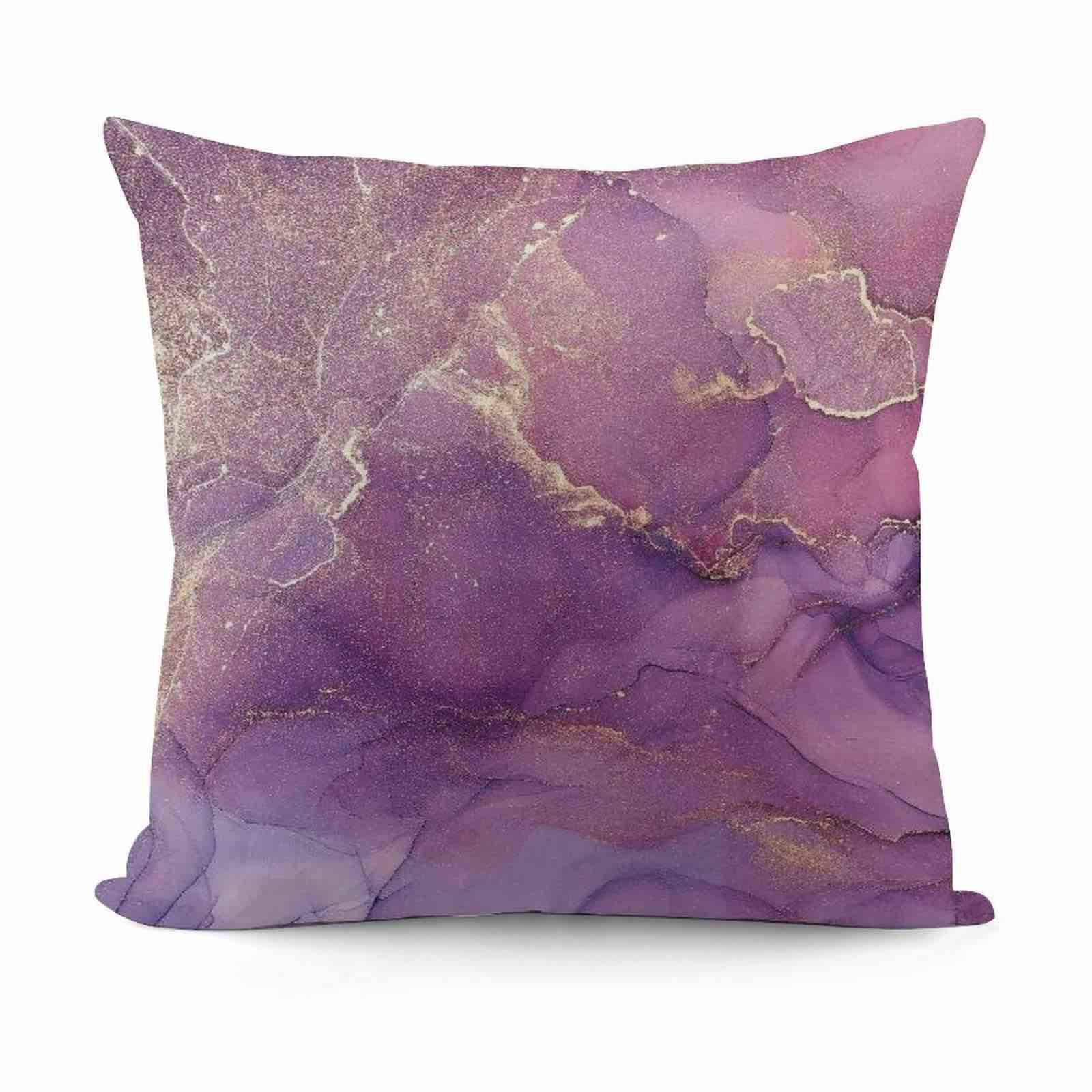 Pink Purple Marble Throw Pillow Case Square Cozy Pillow Cover Home Decor for Living Room Sofa Car Cushion 18''X 18''