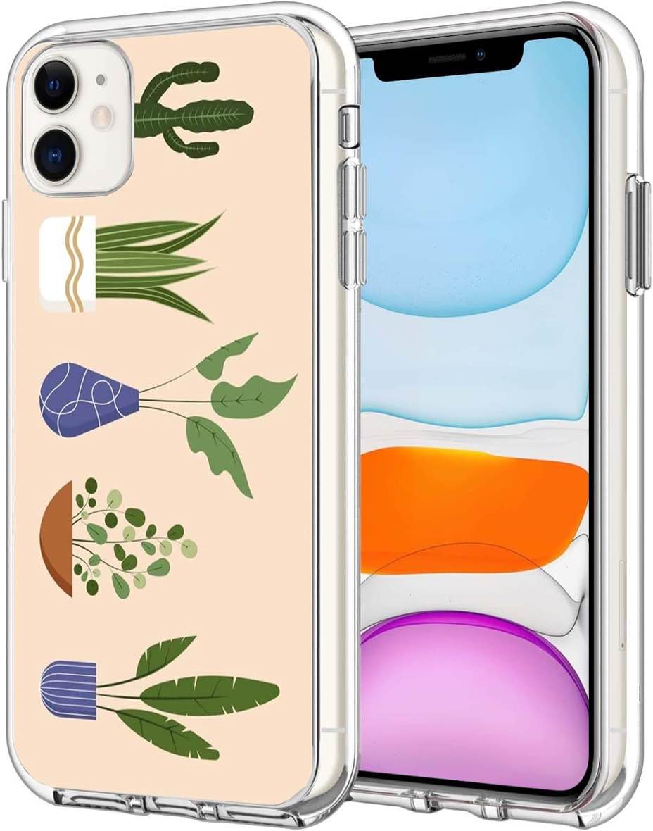 CYGURT Aesthetic Minimalist Plants Trendy Designed iPhone 13 case, House Plant Pattern Designed case for iPhone 13, Wireless Charging Supported