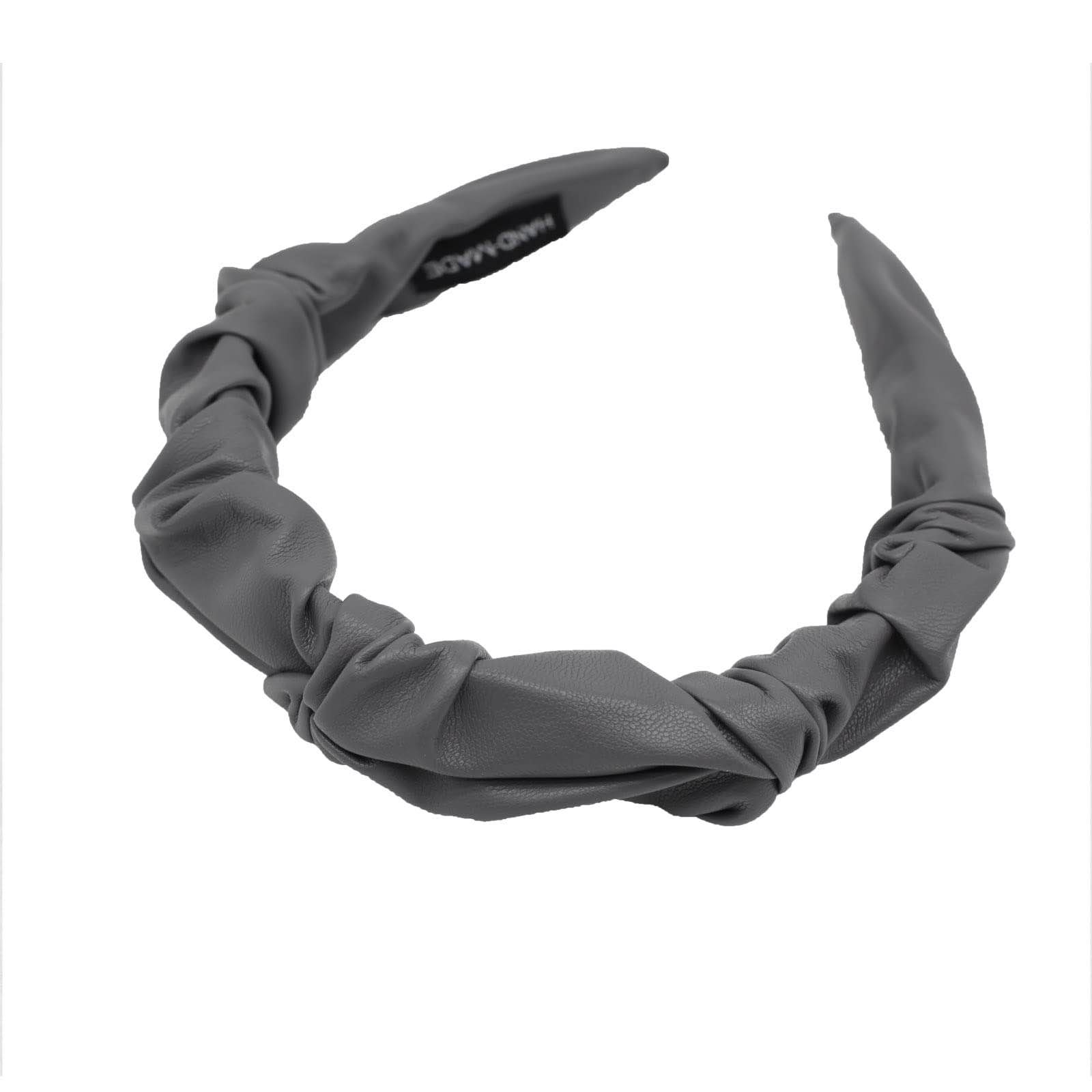 SARTS Pu Leather Headband for Women — Faux Suede Hairbands for Girls Pinched Designer Head Bands Cute Pleated Hair Hoop Headwear Accessory (Grey)