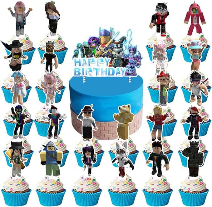 25Pcs Robot Game Theme Cake Topper for Birthday Party Decoration