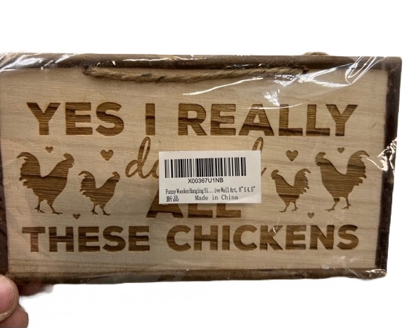 WDSLSING Funny Wooden Hanging Signs Yes I Really Do Need All These Chickens Signs Chicken Coop Plaque Garden Country Cottage Farm Yard Decorative Wall Art, 8" X 4.5"