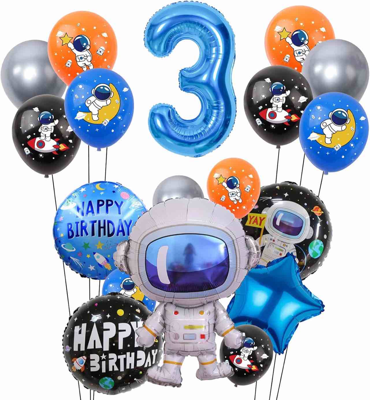 Space Theme Birthday Party Decoration, Outer Space Birthday Party Supplies, 18PCS Astronaut Spaceman Foil Balloons For 3TH Birthday Party Decorations (3TH)