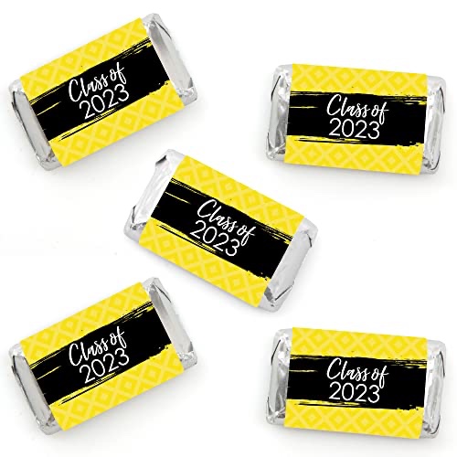 Big Dot of Happiness 2023 Blue Graduation Party - Mini Candy Bar Wrapper Stickers - Small Favors - 40 Count