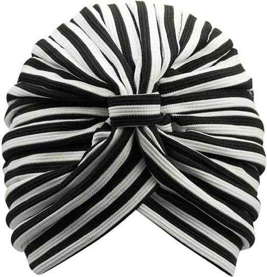 Black White Turban Hair Wrap